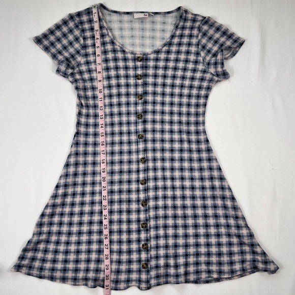 SO Girls Plaid Round Neck Swing Dress Sz XXL Short Sleeve 90s Y2K Summer - Picture 6 of 11